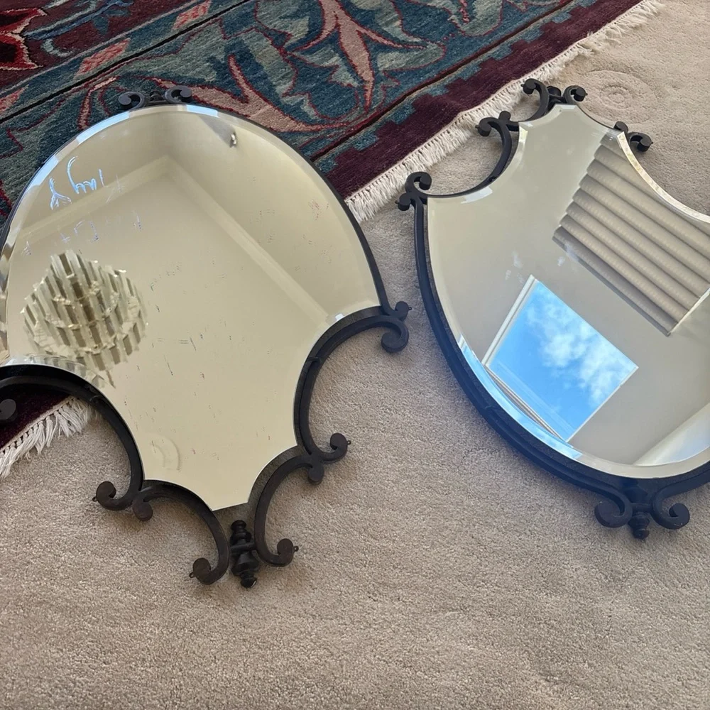 Elegant french beveled LARGE Black Wall Mirror Set of 2